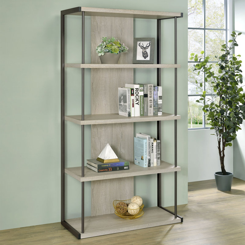 Brisley Bookcase, Whitewashed Gray/Gray