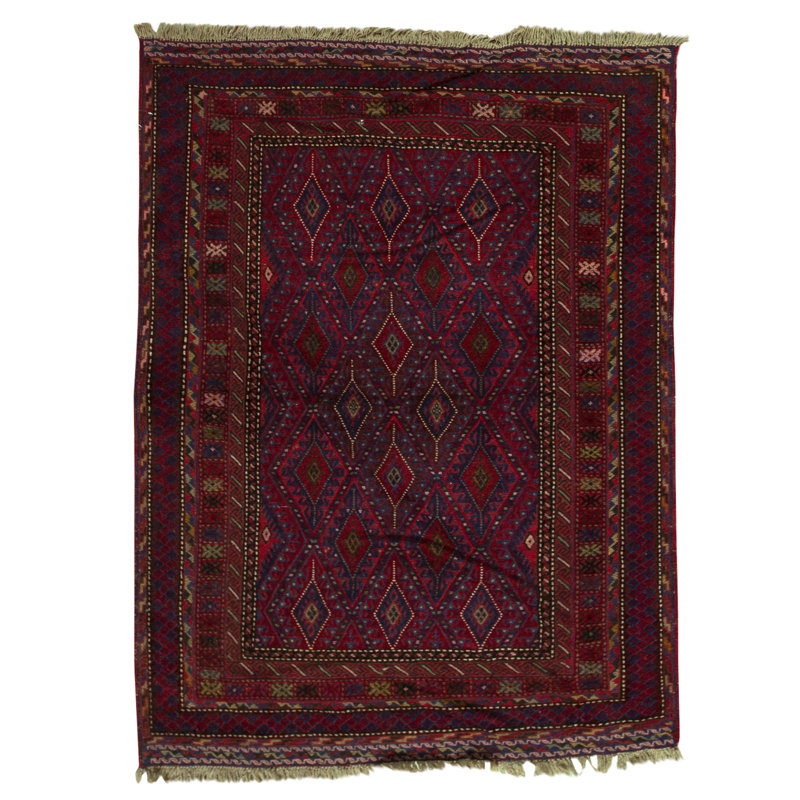 Hand-Knotted High-Quality Red/Yellow/Purple Area Rug
