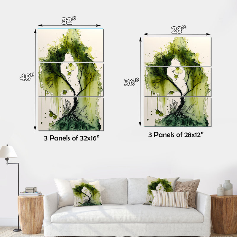 Green Green Moss Tree, impression sur toile, 3 pièces, H 28 po x l 36 po x P 1 po