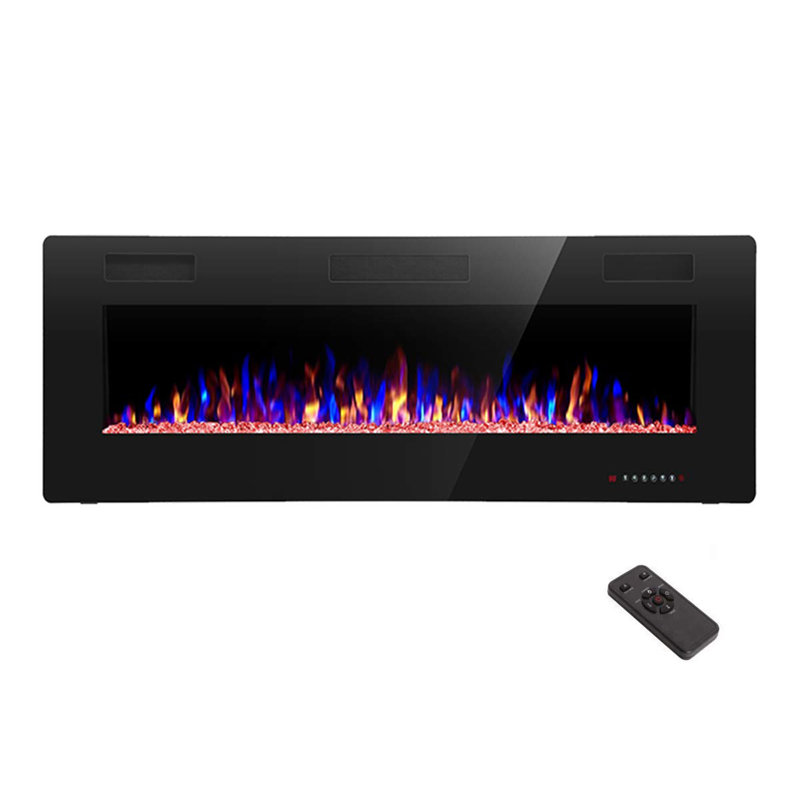 Recessed and Wall Mounted The Thinnest Fireplace, 18.10" H x 50" W x 3.80" D