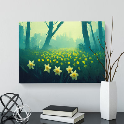 Daffodil Flower Field - Wrapped Canvas Painting