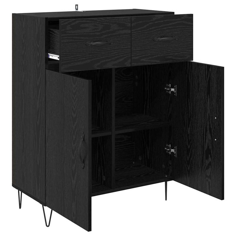  Sideboard Old Wood 69.5 X 34 X 90 Cm Engineered Wood, Black Oak