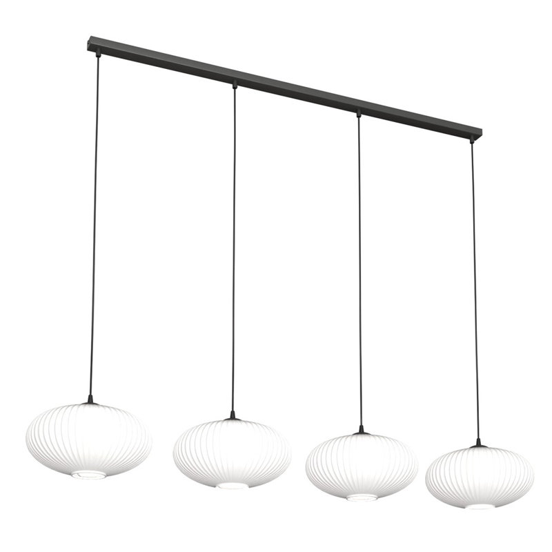 Samyiah 4 - Light Matte Black Pendant, Matte Black/Opal