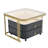 2-in-1 Square Nesting Coffee Table with Wheels & Drawers, Stackable Side Table with High Gloss Marble Grain Top, End Table Set with Brown Tempered Glass for Living Room, -1168859218