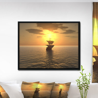 Photographie "navire et coucher de soleil" Seascape