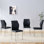 De 4 chaises de salle à manger en polyuréthane noir de haute qualité avec pieds en métal argenté, éponge de résilience, style tendance