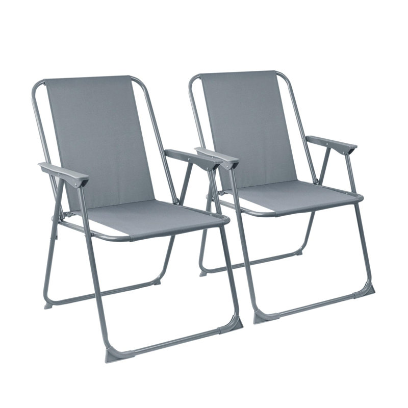 Harbour Housewares Folding Metal Beach Chairs, Grey