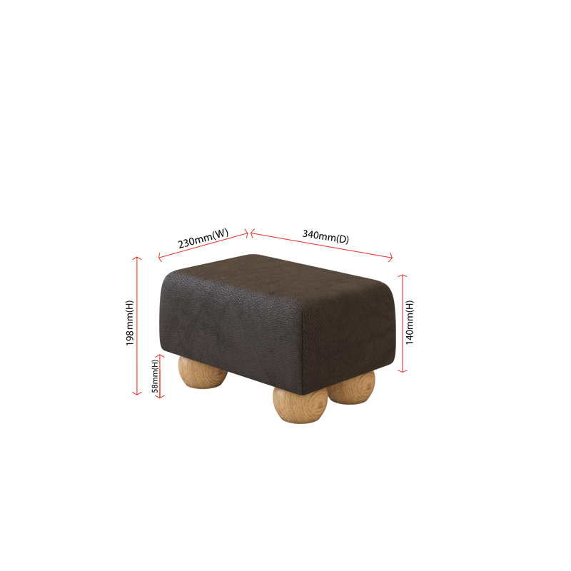 Manufactured Wood Accent Stool, Natural, Style Leather, Black