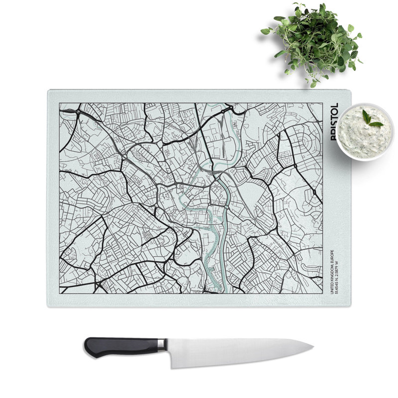 Map Bristol UK Chopping Board, 28.5cm W x 39cm L