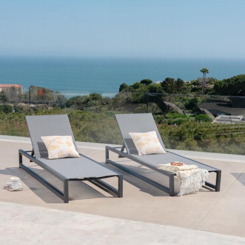 Versatile Adjustable Chaise Lounge Set For Outdoor Enjoyment And Relaxation, 2Pcs, Black/Gray