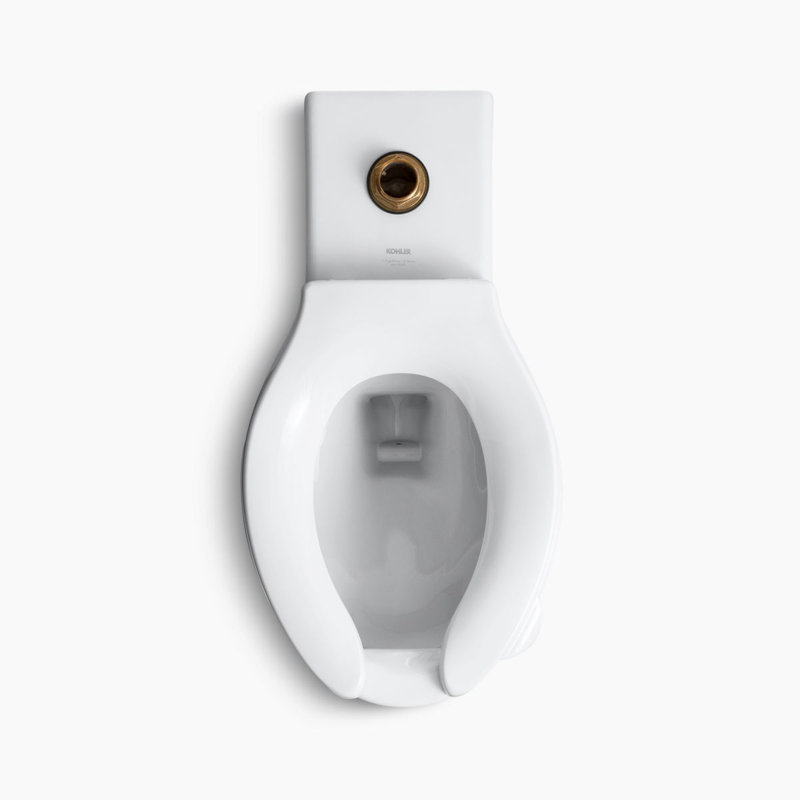 Anglesey™ Floor-Mounted Wall-Outlet 1.6 GPF Flushometer Valve Elongated Bowl with Top Inlet, White