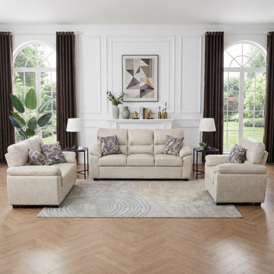 3-Piece Leathaire Living Room Furniture Set - Easy to Clean, with Chair, Loveseat and Sofa