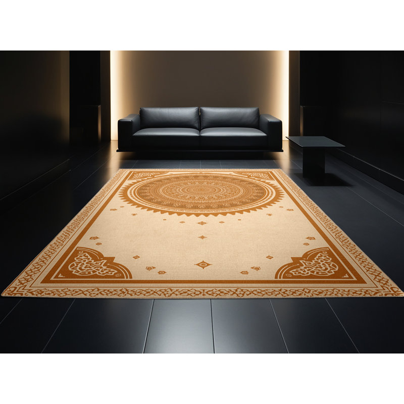 Tapis oriental traditionnel brun / beige lavable à la machine Zack, 5 x 8