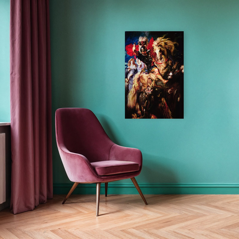 Saint-George et le dragon, cheval contemporain classique, reproduction d'art mural, H 36 po x l 24 po