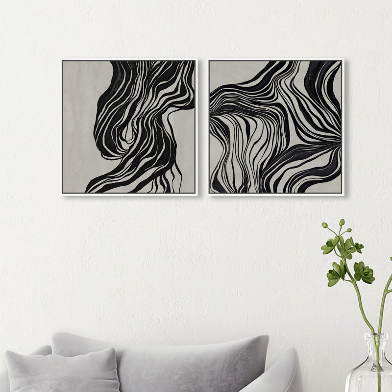 Emotional Set Canvas Abstract Print by Oliver Gal, Black Frame, 12 x 12, 21"H x 21"W, White Floater Frame