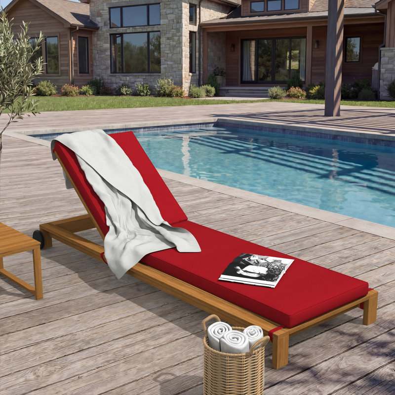 Sunbrella® Outdoor Chaise Cushion, Sunbrella® Canvas Jockey Red, 21" W x 78" D