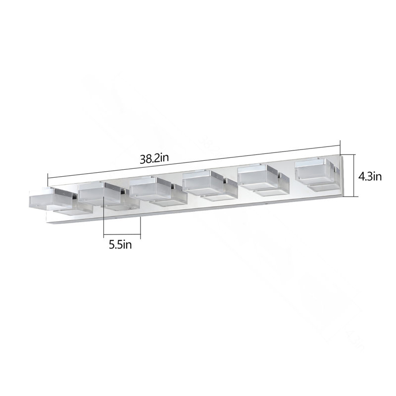 Luminaire de meuble-lavabo moderne à DEL 6 lumières pour salle de bain et tables de maquillage, Chrome chrome, Fer