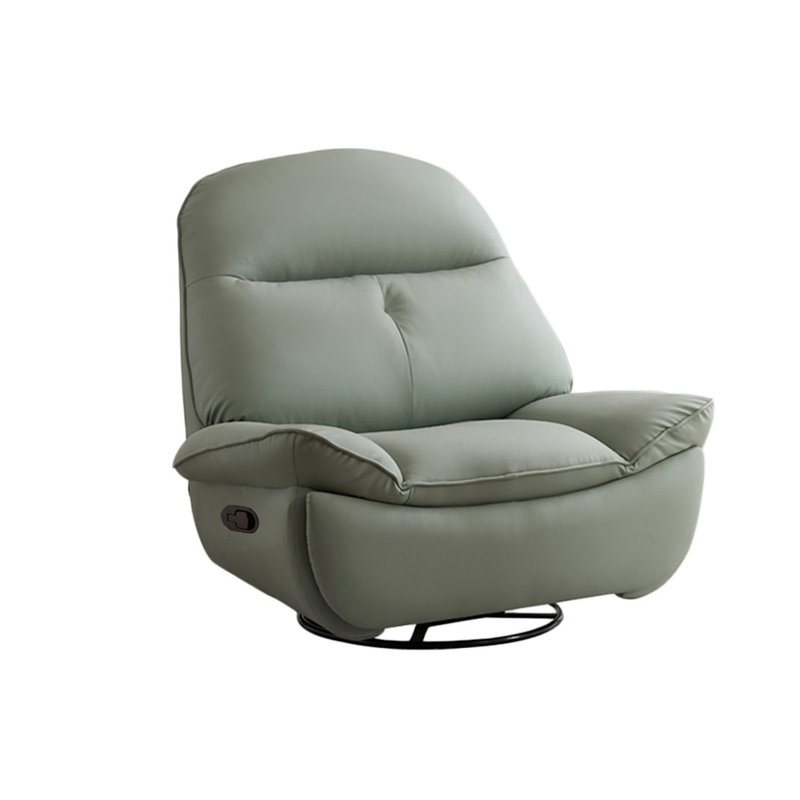 Zeanna Faux Leather Recliner, Gray Green
