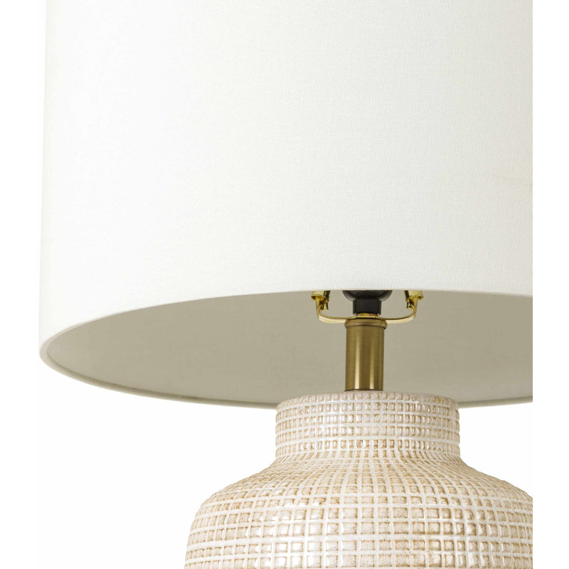 Lampe de table Kael, Beige, Blanc
