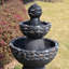 Fontaine à piédestal 36,5 po à 3 niveaux avec pompe intégrée, aspect pierre résistante aux intempéries pour jardin ou patio-389294058
