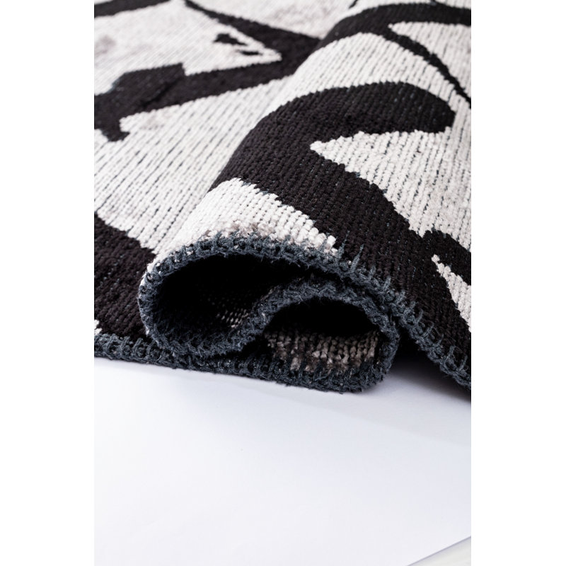 Rapture Black Gray Abstract Luxury Area Rug, Rectangle 7'10" x 9'10"