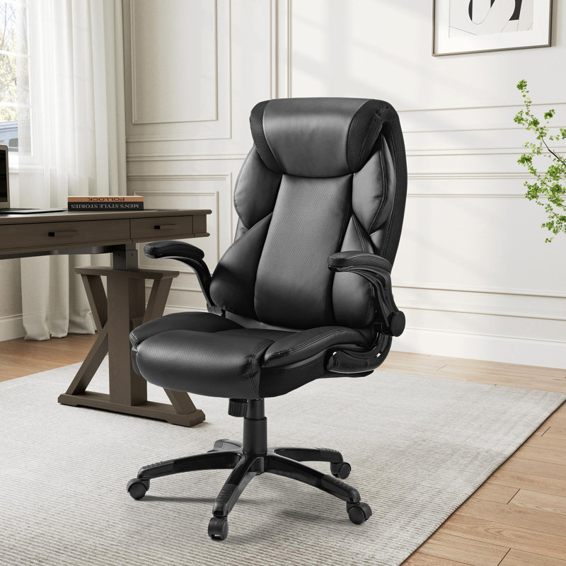 Fauteuil de direction surdimensionné ajustable en similicuir, Noir, Noir, noir, noir, noir