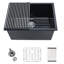 Évier utilitaire en composite de granite à cuve simple 24 po L x 18 po pour salle de lavage.-121289177