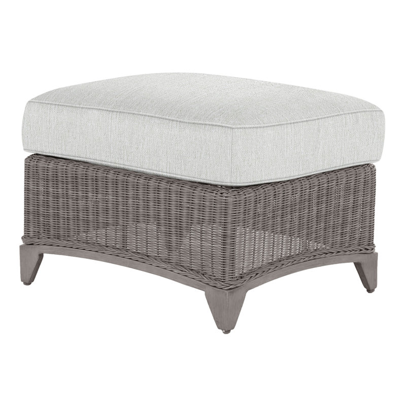 Astoria Outdoor Ottoman with Cushion, Oyster, Welt, Bali Pearl