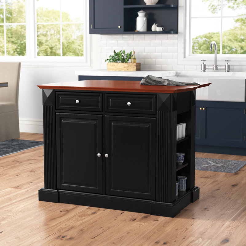 Îlot de cuisine en bois manufacturé Diamondback, Noir