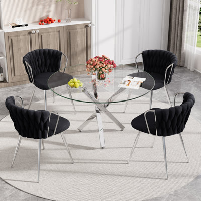 47in Glass Top Pedestal Dining Set by Mercer41