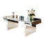 Table basse luxueuse à miroir rectangulaire de 47 pouces, verre trempé cannelé, conception à dossier rabattable, idéale pour les compagnons