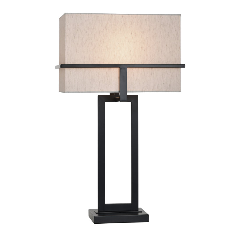 Lampe de table contemporaine en acier - noir Tabby - abat-jour beige