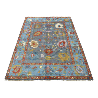 Tapis oriental en laine noué à la main bleu Nastaho