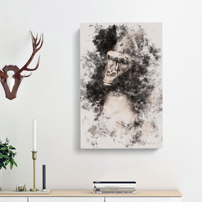 Mighty Silverback Gorilla - Wrapped Canvas, 50cm H x 35cm W x 3cm D