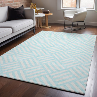 Premium Machine Washable Cerrito Aqua Rug