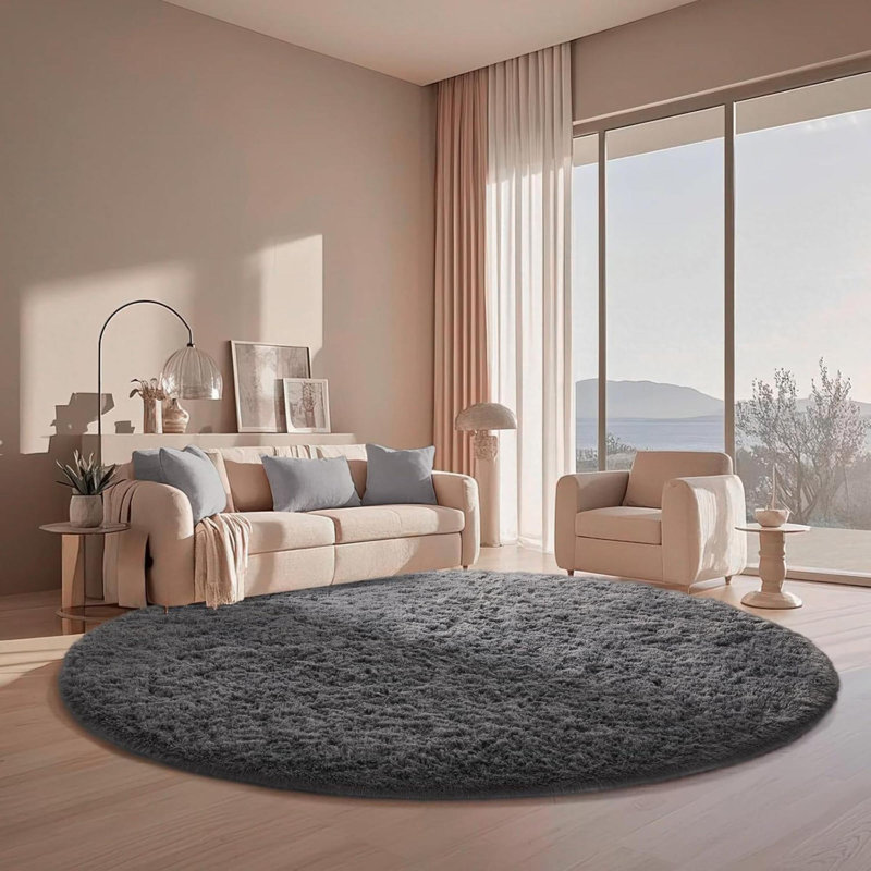 Round Rugs Circle Area Rug Fluffy Fuzzy Bedroom Carpet Plush Soft Shaggy Indoor Floor Living Room Rugs For Kids Home Decor Aesthetic Nursery