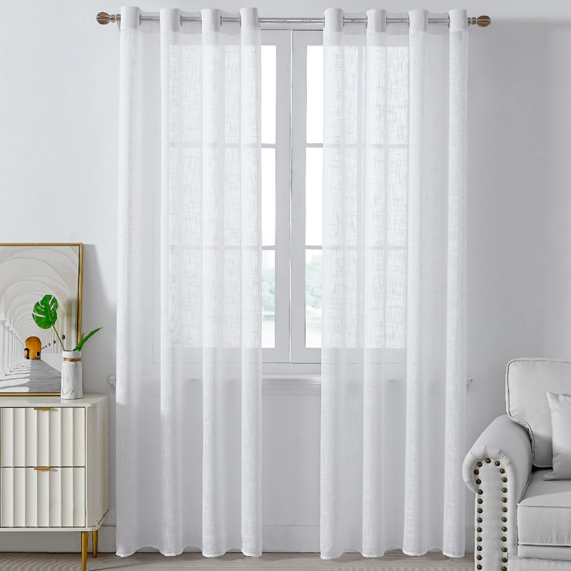 Paire de rideaux Draycott, Polyester blanc, L 52 po x L 72 po