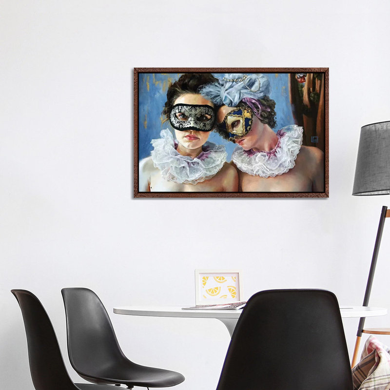Camaraderie by Linda Adair - Painting on Canvas, Classic Brown Wood Floater Framed, 66.04cm H x 101.6cm W x 3.81cm D