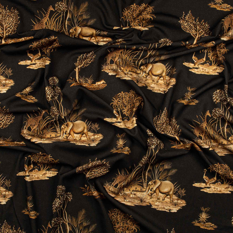 Ardmore Linen Fabric, Black/Gold