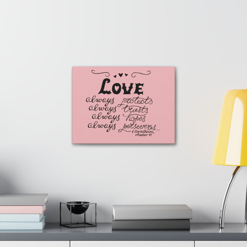 Love Always Protects 1 Corinthians Chapter 13 - Wrapped Canvas Print, 28cm H x 36cm W
