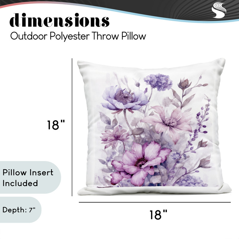 Coussin d'extérieur à imprimé floral mauve et rosé, par Kim Allen