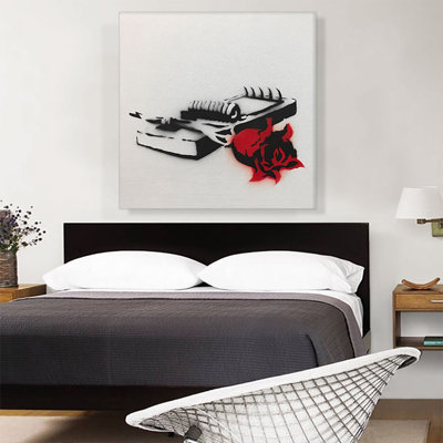 «Rose in Mouse Trap» par Banksy, reproduction d'art sur toile tendue