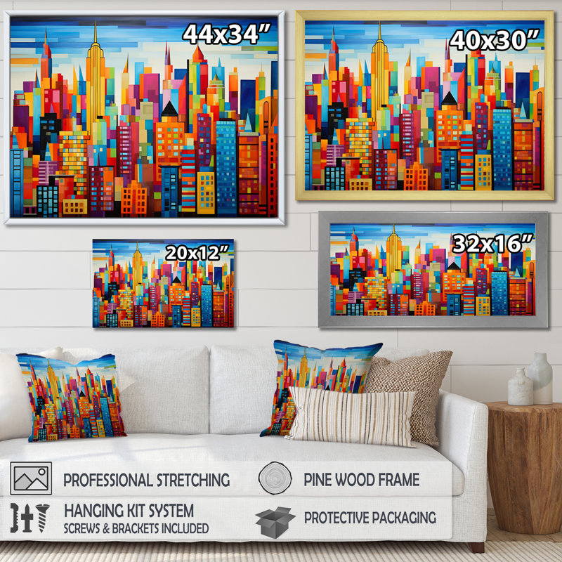 Pop Art New York In Color II - Pop Art, art mural, Toile tendue, H 30 po x l 40 po x P 1,5 po