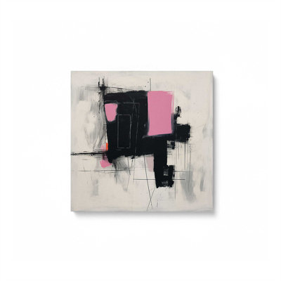 Impression sur toile 24 "x 24" Graphite Pink Fusion v1 dans un cadre en érable américain