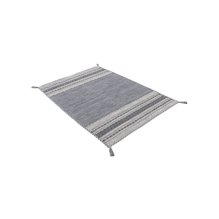 Azizi Striped Hand Woven Cotton Grey Rug