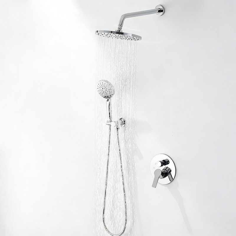 Wall Mounted Shower System， High Pressure Shower Head And 3-Setting Handheld, Shower Trim Kit Contain Pressure Balance Valve