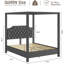 Upholstered Canopy Bed Frame  with headboard, Button Tufted, Nailhead Trim Design-2127681221-2127681223