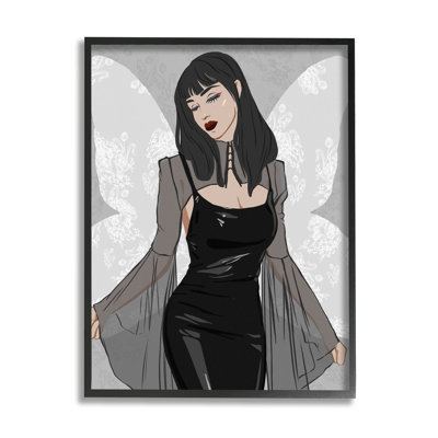«Goth Fashion Girl Botanical Pattern» par Sally Swatland - impression
