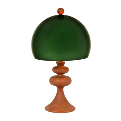 Lampe de table en bois de frêne et verre vert