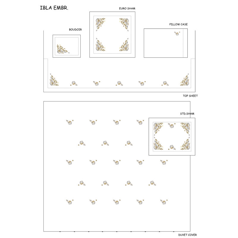 Ibla Embroidery By DEA Sateen Sham, Standard Sham, Dune